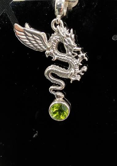 Silver Dragon with Peridot Pendant